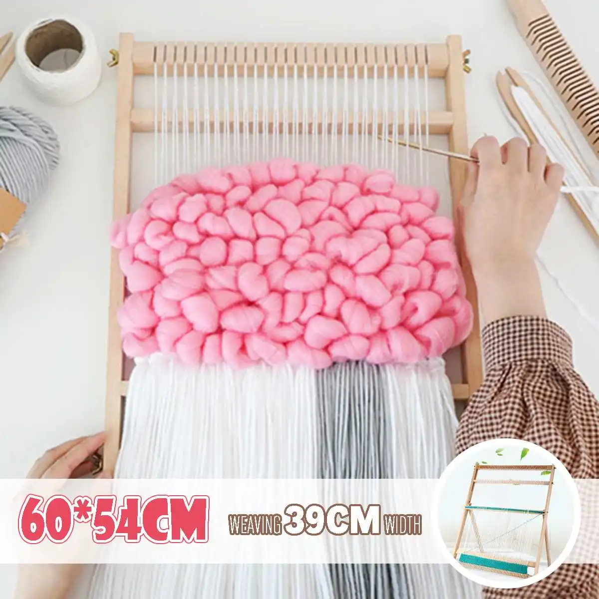 

Wooden Weaving Loom Kit Hand-Woven DIY Woven Set Household Tapestry Scarf Multifunctional Loom Sewing Machine