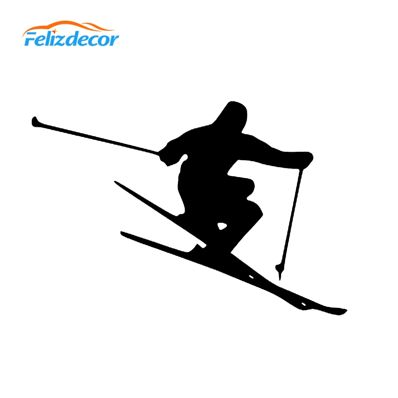 18*12cm Skier Decal Skiing Sticker Car Decals Art Window Decor Tumbler  Bumper Sticker Laptop Tablet white black L794