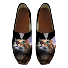 Черные яркие женские Летние слипоны на плоской подошве без застежки с изображением кошек; летние туфли без застежки; лоферы; парусиновая школьная обувь для девочек; zapatos mujer