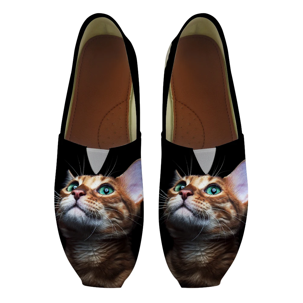 

Black Look Up Vivid Cats Summer Women Slip On Flats Summer Lazy Shoe Loafers Canvas Girls Students School Footwear Zapatos Mujer