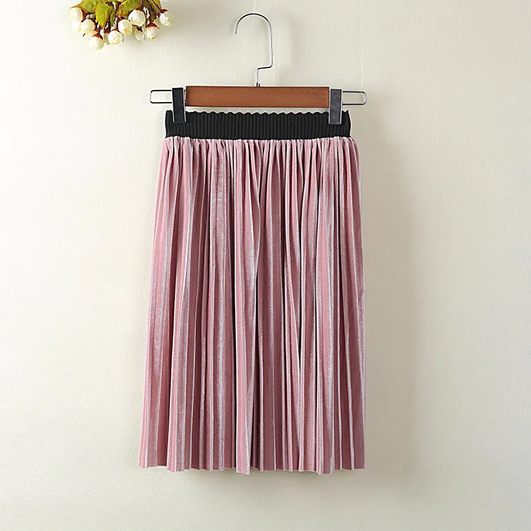 Новое поступление, бархатная плиссированная юбка для девочек осенне-зимняя детская одежда детские повседневные гладкие юбки плиссированные юбки для маленьких девочек - Цвет: 4A