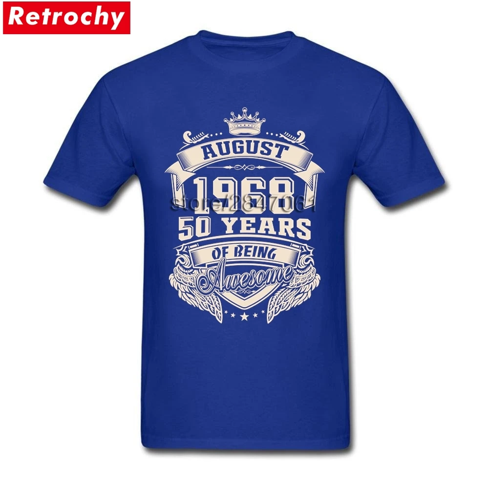 Уличная футболка Для мужчин рожденных в августе 1968 50 лет удивительные короткий