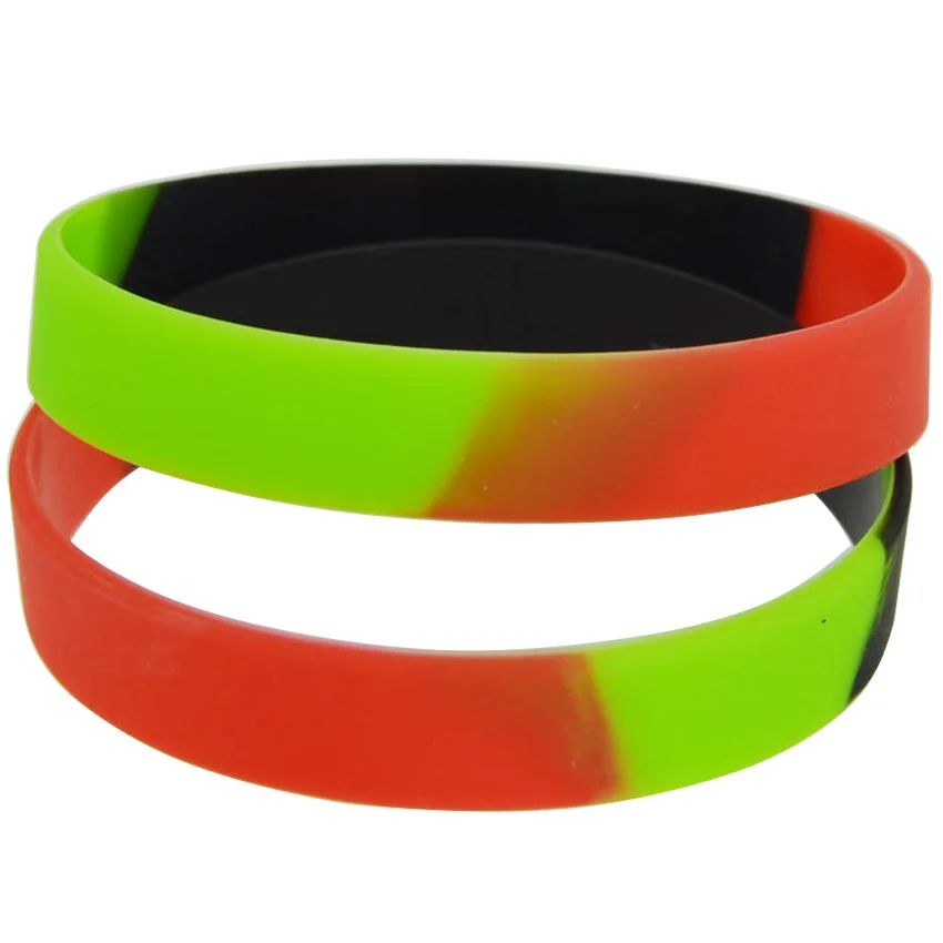 50pcs/lot Segemented Colour Plain Silicone Black Red Green Wristband