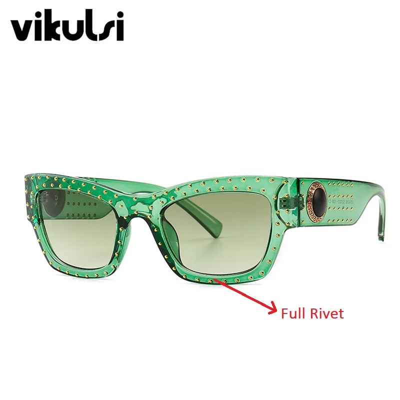 Унисекс Брендовые дизайнерские Квадратные Солнцезащитные очки для женщин мужские винтажные роскошные солнцезащитные очки кошачий глаз для женщин мужские итальянские Оттенки UV400 Новинка - Цвет линз: E27 green (Rivet)
