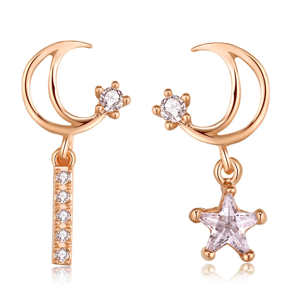 

Ms betti 2018 new design charming star moon stud earring for women with AAA zircon for girls joyas Bijoux gifts