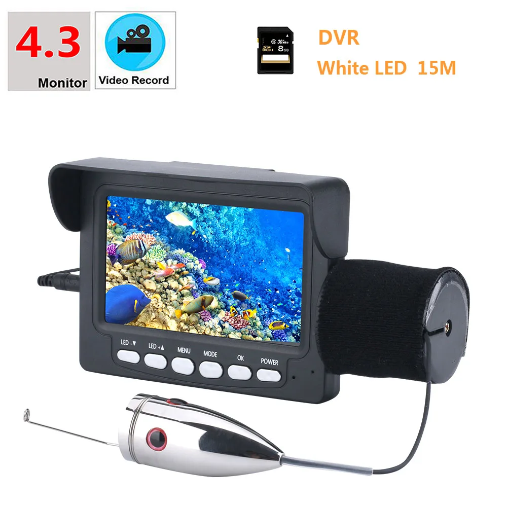 15M 1000tvl Underwater Fishing Video Camera Kit 6 PCS 1W White LED