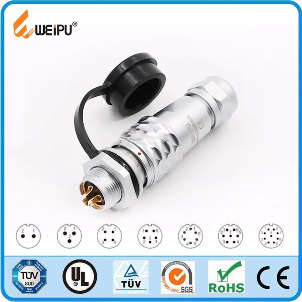 Weipu SF12 Waterproof IP67 Metal Connector 2 3 4 5 6 7 9 Pin In-line Cable Socket SF1210 Male Plug and SF1212 Female | Обустройство