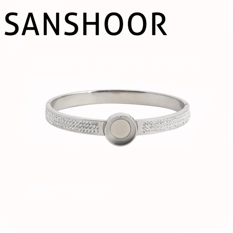 Acero inoxidable Cristal de lujo Cambio pulsera ajuste para 12mm piedra imán 1 piezas Acero inoxidable Cristal de lujo Cambio pulsera ajuste para 12mm piedra imán 1 piezas