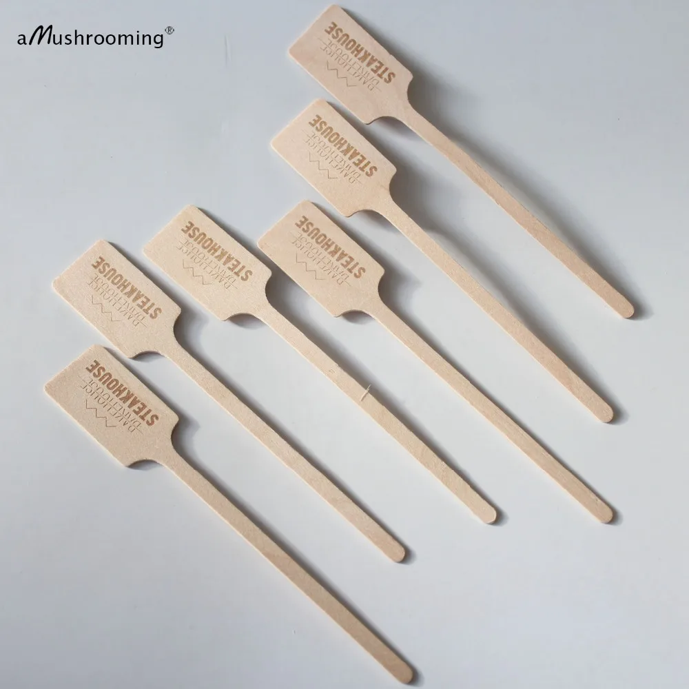 

x100 Custom Steak Sticks Wooden Stir Sticks Drink Stirrers Steak marker Sticks Baby Shower bachelor party steak house Steak Bar