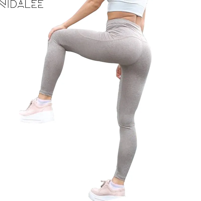 Женские спортивные штаны для йоги с высокой талией, Стрейчевые леггинсы с карманами, спортивные эластичные брюки с высокой талией для фитнеса, колготки размера плюс S-2XL, 6017