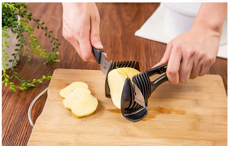 SALE!! Multifunction Kitchen Cooking Accessories Gadgets Lemon Tomato Potato Slicer Egg Food Clip Onion Cutter Salad Tool