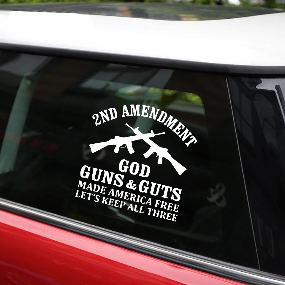 Cunymagos Car Styling 2nd Amendment Dieu Guns & Guts Made America Let's Free Keep All Three Body Stcikers Motorcycle 13.813 (7)