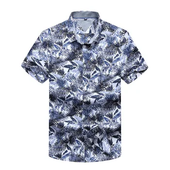 

plus size 10XL 8XL 7XL 6XL 2018 Fashion Mens Short Sleeve Hawaiian Shirt Summer Cotton Floral Shirts Men vacation Male Shirts