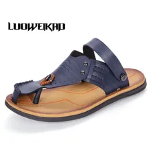2017 Summer Male Casual Shoes Adult Men’s Slippers Flip Flops Rubber Sole Indoor&Outdoor Sandals Flat Platform Beach Leather