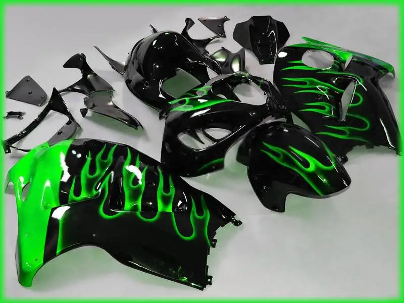 Комплект обтекателей S568 с зеленым пламенем для SUZUKI Hayabusa GSXR1300 96 99 00 07 GSX R 1300 1996