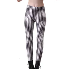 Повседневные брюки с цифровым принтом в черно-белую клетку с классическим рисунком, женские леггинсы-карандаш, 7 размеров, одежда для фитнеса