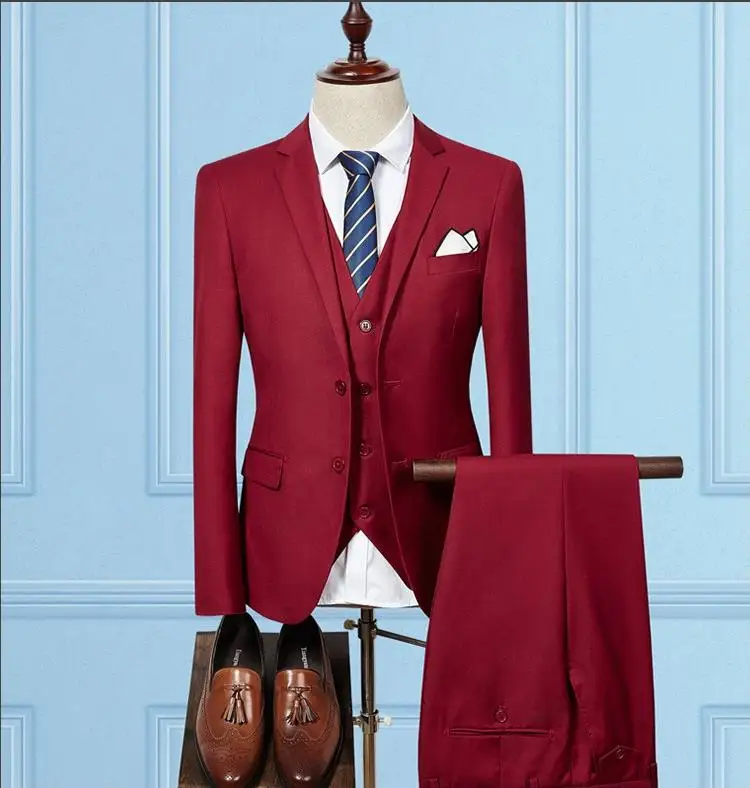 

(Jacket+Vest+Pants)men suits for wedding Business Mens Formal Wear High quality men's casual suits terno masculino slim fit
