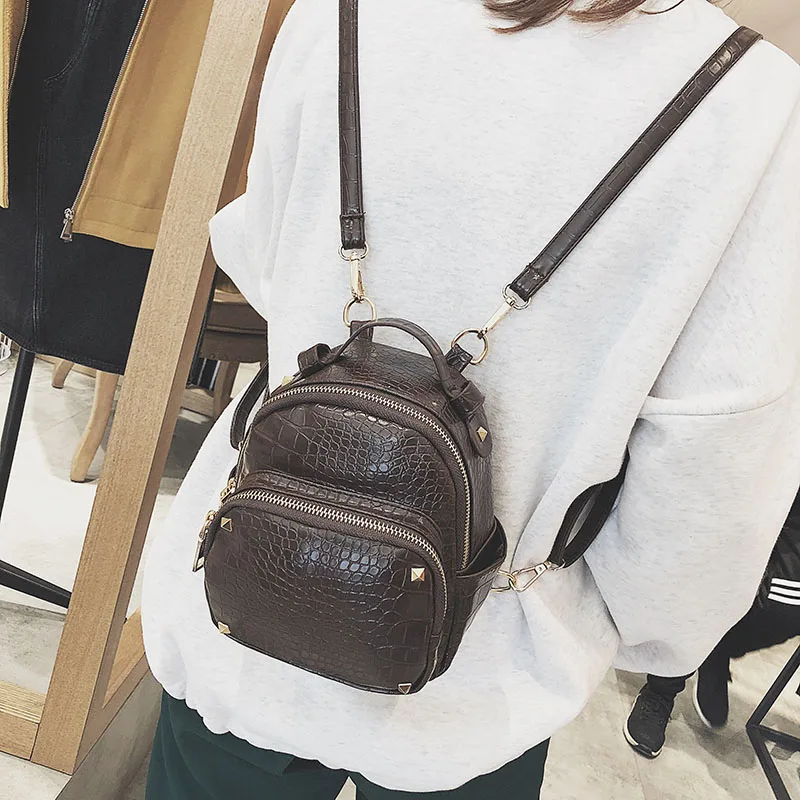 

Fashion Women stone leather 2019 Backpack Mini Soft Touch Multi-Function Small Backpack Female Ladies Shoulder Bag female