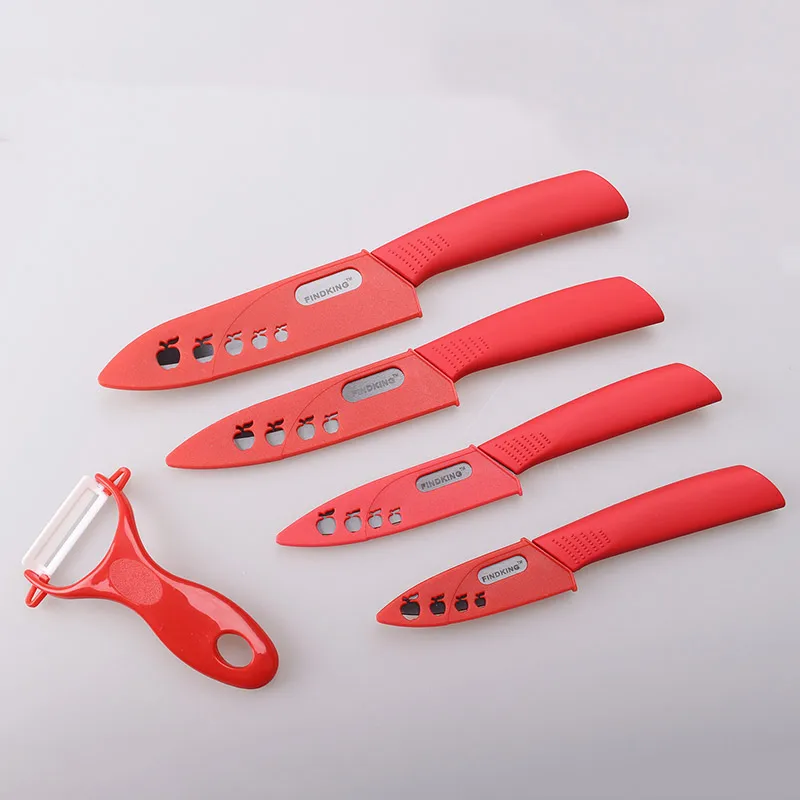 Качество Лучшие Керамические ножи и Овощечистка набор керамических ножей с черной ручкой " 4" 5 6 дюймов покрывает набор кухонных ножей инструменты - Цвет: Red