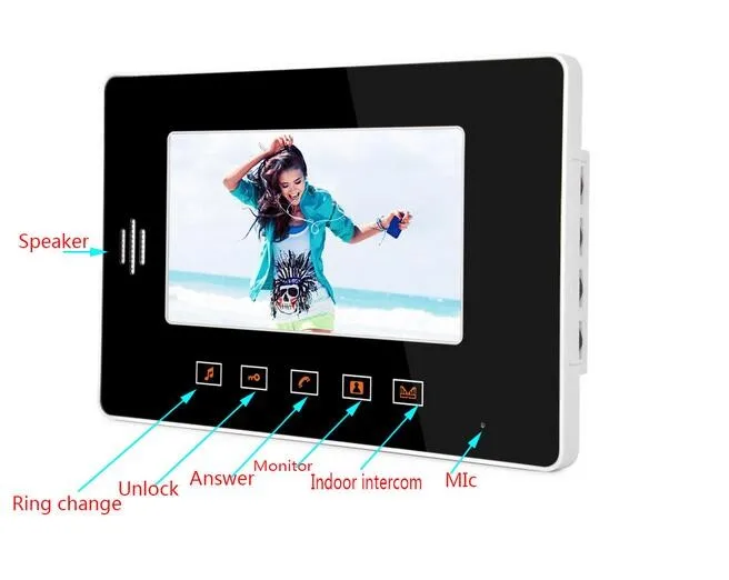 Yobang безопасности 7 "сенсорный экран Крытый Цвет мониторы видео телефон видео камеры домофон системы