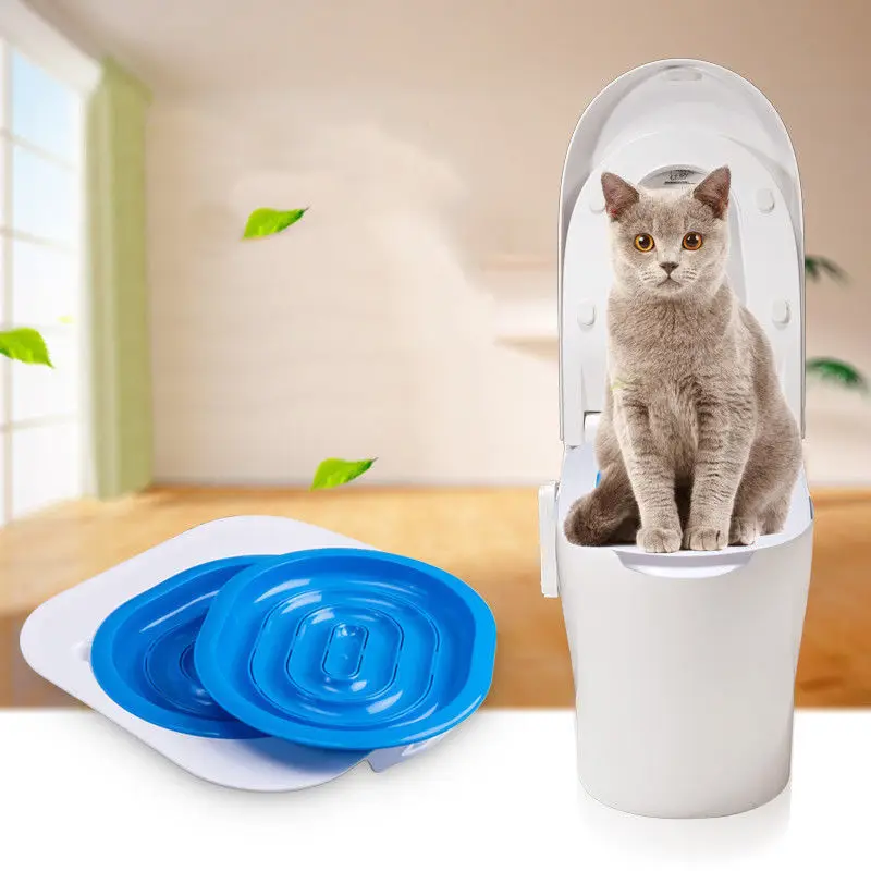 Plastic Cat Toilet Training Kit Seat Litter Tray Professional Puppy Cat Litter Mat Pet Cleaning Cat Training Supplies (1)