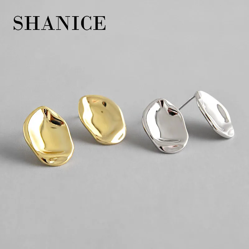 

SHANICE Gold Color Authentic 925 Sterling Silver Irregular Concave-convex Small Stud Earrings for Women Sterling Silver Jewelry
