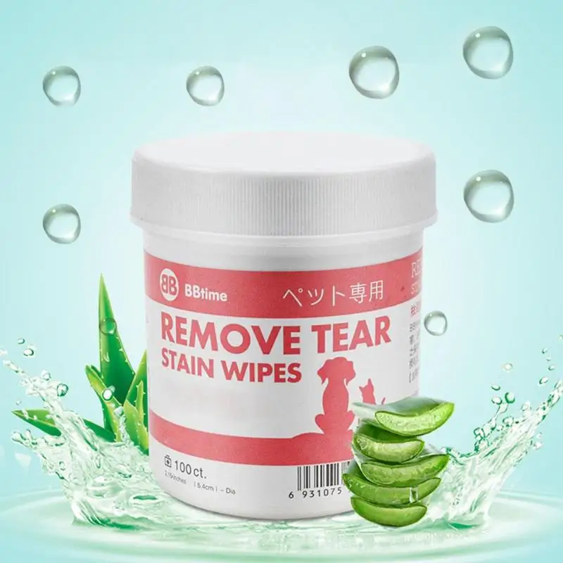 

100pcs Pet Aloe Moisturizing Wipes Cat Dog Tear Stain Cleaning Paper Remover Gentle Non-intivating Cleaning Aloe Wipes For Pet