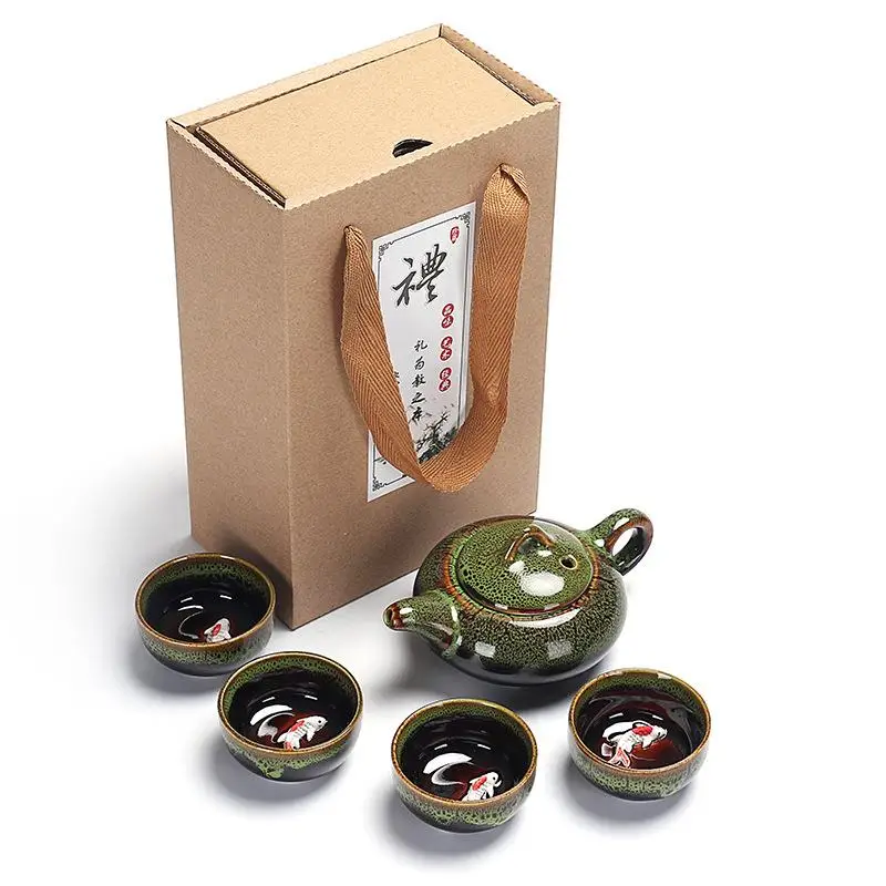 Китайский чайный набор кунг-фу, портативный чайный набор, керамический чайный горшок, чайный набор Gaiwan, чайные чашки для церемонии, чайный горшок, фиолетовый, Gaiwan, подарки - Цвет: 12