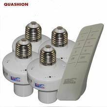 1 2 3 4 E27 Wireless Remote Control Light Lamp base oN off Switch Socket Holder