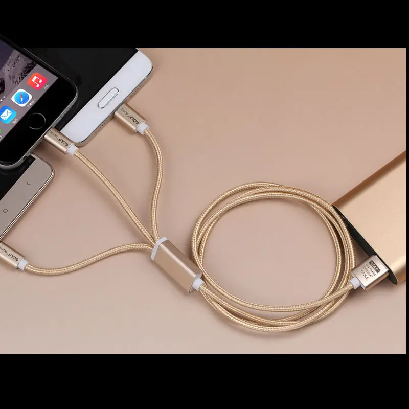 Гольф 3 в 1 Micro Тип USB c Зарядное устройство кабеля нейлоновая оплетка данных C usb