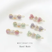 1 шт. заколки для волос для девочки сердце уксусная кислота любовь сбоку зажим темперамент простой заколка для волос Геометрия Круглый челка клип G0430