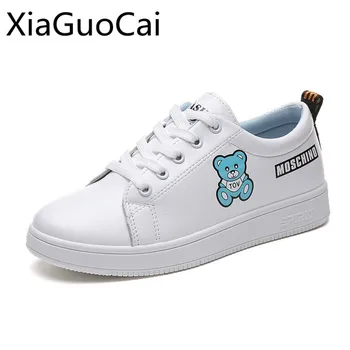 

Cute Fashion Bear Style Women Flat Shoes Low Top Spring and Autumn Women's Vulcanize Shoes Solid Casual Sneakers for Girl