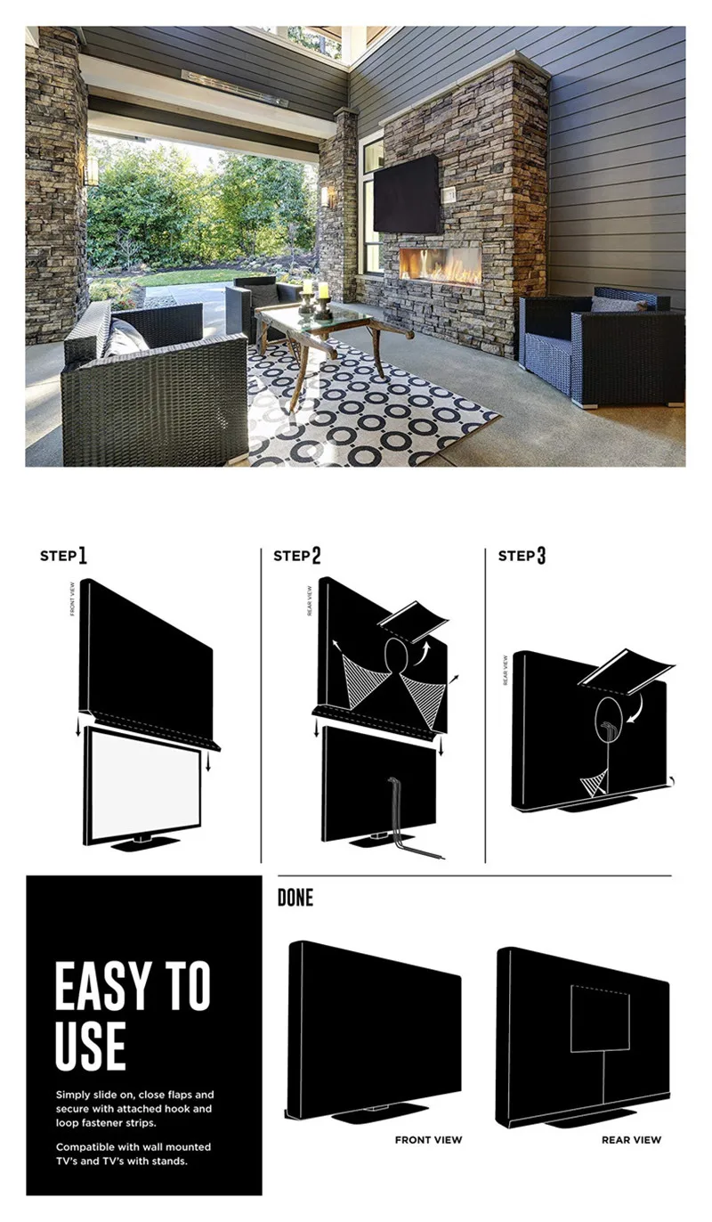 Уличный ТВ-чехол с нижней крышкой, качественные непромокаемые пылезащитные Чехлы, светодиодный плазменный телевизор, Защитная пленка для экрана, патио, накладка в виде телевизора
