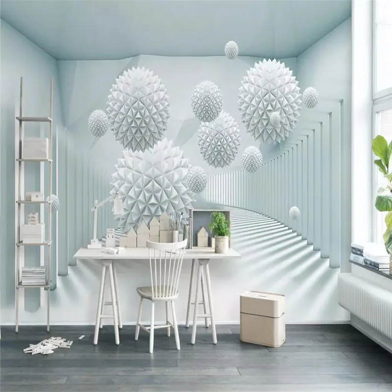 

3d abstract space polygon ball TV background wall specializing in the production of high-end mural wallpaper 3D photo wall