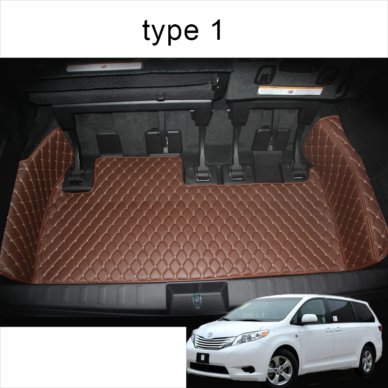 

lsrtw2017 car styling accessories fiber leather car trunk mat cargo mat for toyota sienna 2011-2019 xl30
