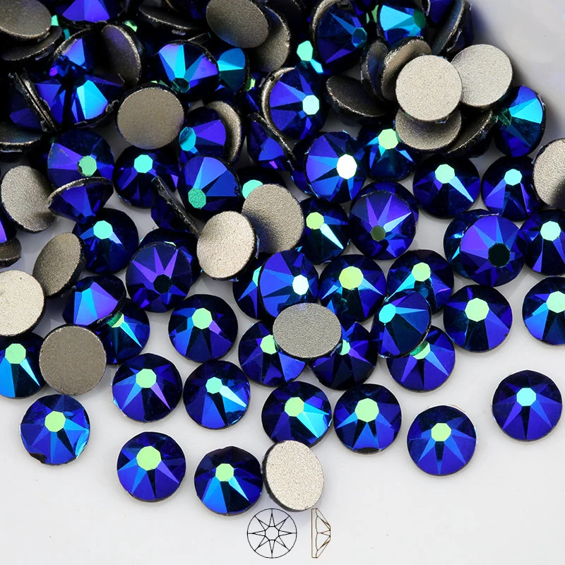 

New Cut Strass Rhinestone Stone New Facted (8 big+8 small) SS16 SS20 Black AB Non hot-fix Rhinestones For cloth