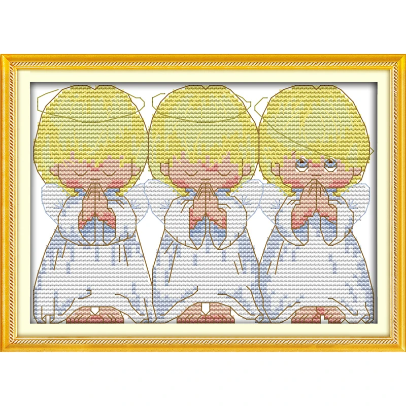 

Everlasting love Christmas The pray little angels (2) Ecological cotton Chinese cross stitch kits counted stamped 14CT promotion