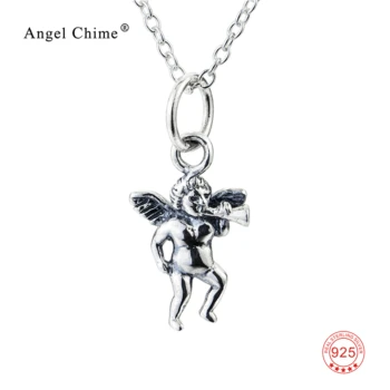 

925 Sterling Silver Vintage Charming Angel Pendant Statement Necklaces Punk Style Vintage Choker Necklace Jewelry For Women Men