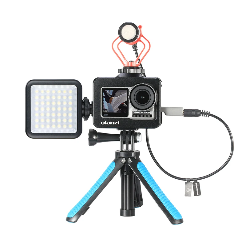 

Osmo Action Cage Vlog Case for Microphone Gimbal Led Light Gimbal Vlogging Kit DJI Action Camera Protective Frame Housing Case