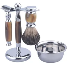 CSB чистый черный барсук, щетка для бритья, бритва, подставка, держатель+ миска-чашка для бритья, мыльница, набор для мужчин, инструмент для бритья, подарочный набор