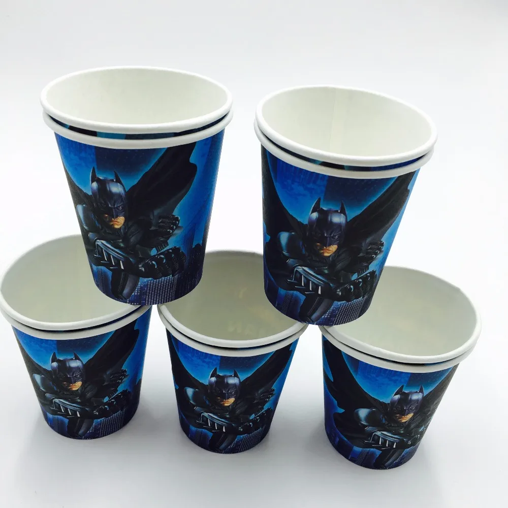 

10pcs/lot batman cups kids birthday party supplies boys favor batman paper glass happy birthday party supplies