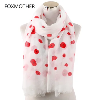 

FOXMOTHER New Fashion Wrap Women Spring Summer White Pink Grey Color Poppy Flower Print Scarfs Ladies Stole Shawl Echarpes