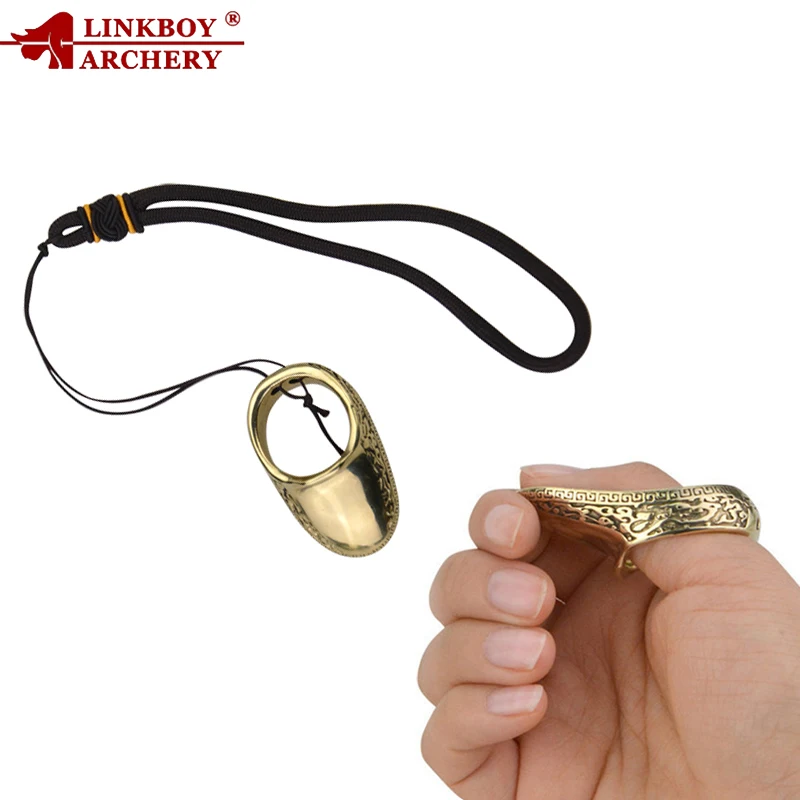 

Linkboy Archery Finger Guard Brass Shooting Ring Finger-Handmade Catapult Sport Finger Protective Gear Traditional Thumb 16-23mm
