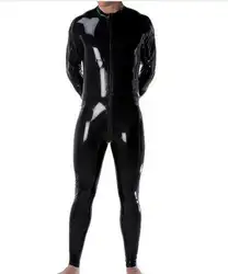 Латексные облегающие Комбинезоны для мужчин черные резиновые Боди полный рукав Фетиш резиновый костюм комбинезон больших размеров на