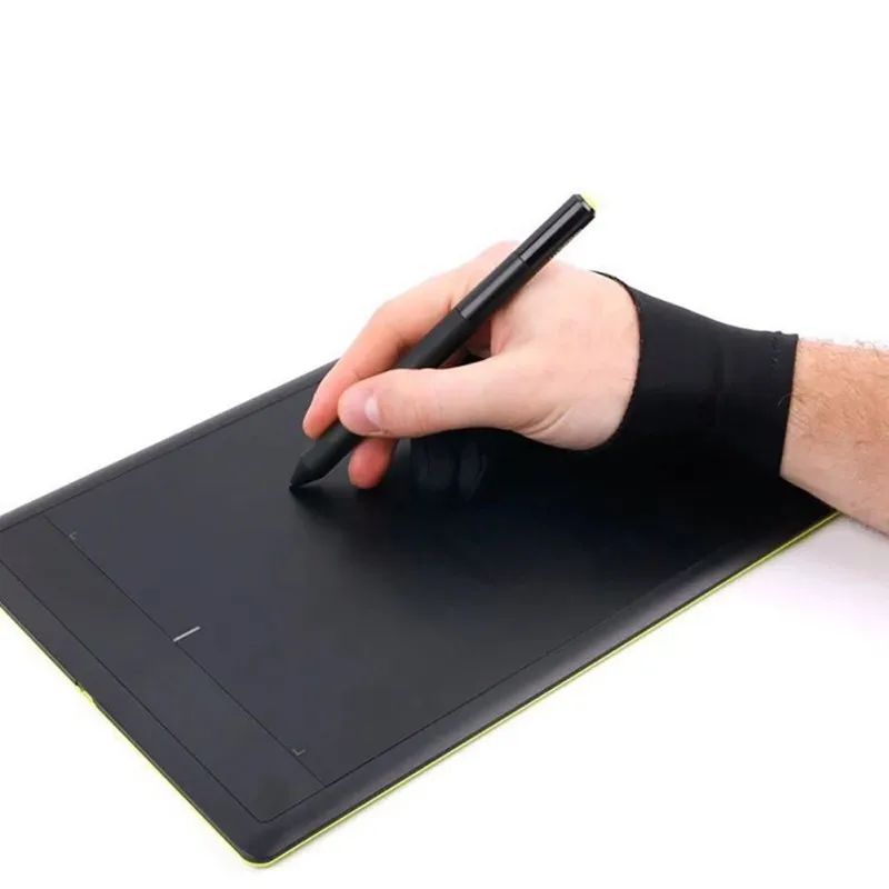 Перчатки для рисования художника для любого графического планшета для рисования черные 2 пальца противообрастающие, как для правой, так и для левой руки черные Размеры s m l
