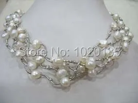 

5strands freshwater pearl white baroque 7-9mm 17inch necklace nature wholesale beads