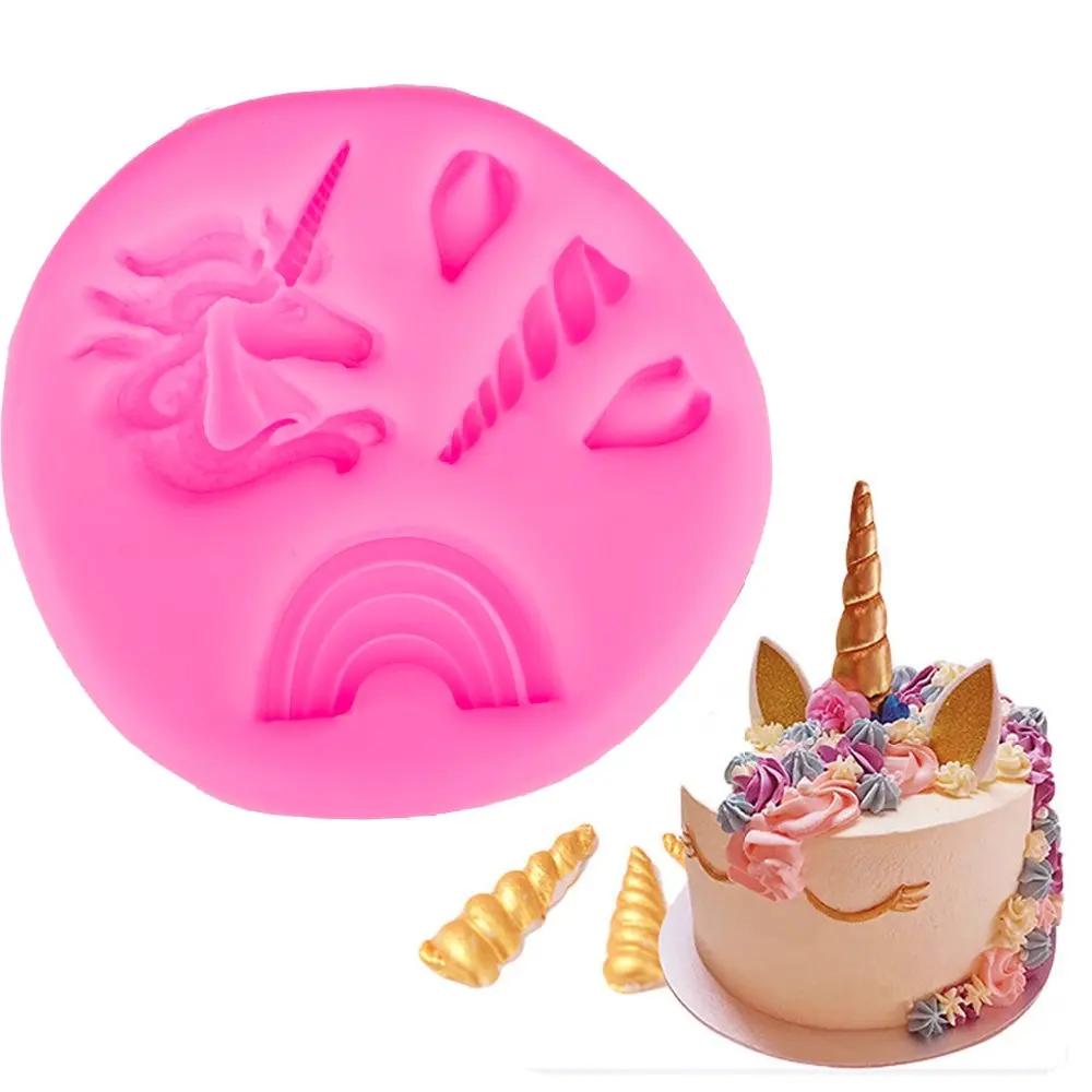 

Unicorn Shape 3D fondant cake silicone mold for polymer clay molds kitchen chocolate pastry candy making decoration tools F1145
