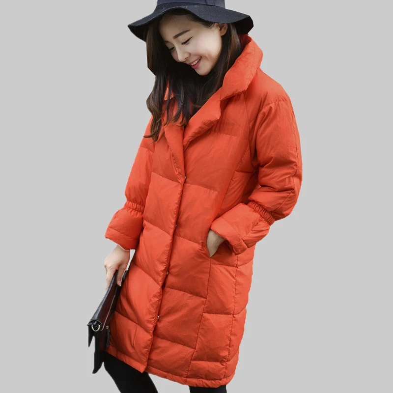 2017 New Korean Suit Collar Duck Down Jacket Women Winter