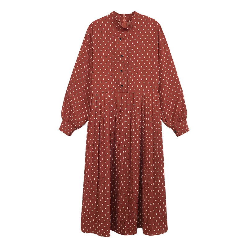 

Spring Autumn Pregnancy Clothing Long Sleeve Maternity Dress Chiffon Shirts Dot Dresses Stand Collar Pregnant women loose tops