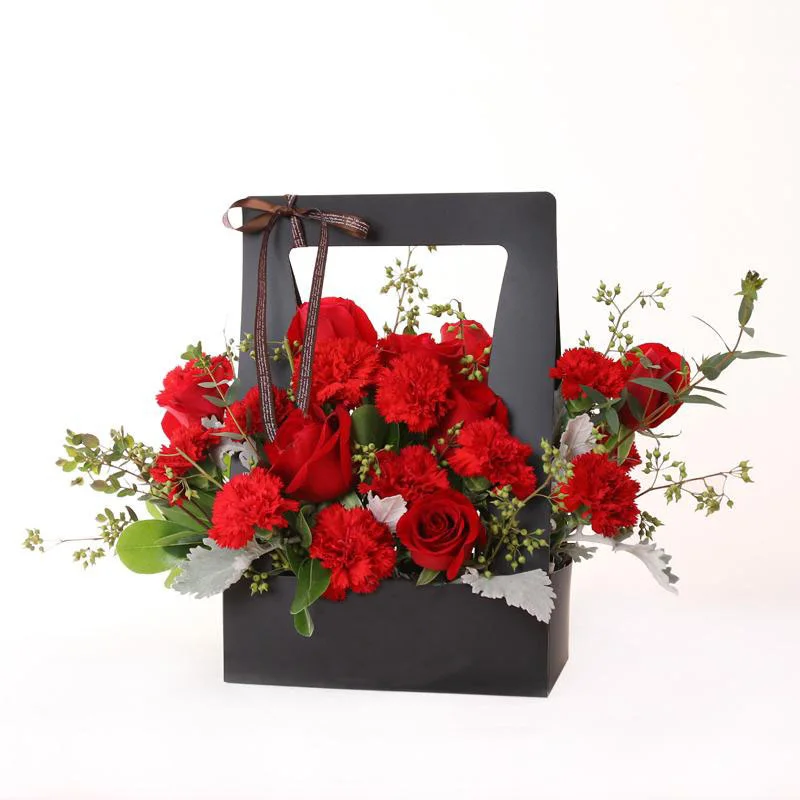 Portable Flower Box Packaging Hand Flower Basket Gifts Folding Paper